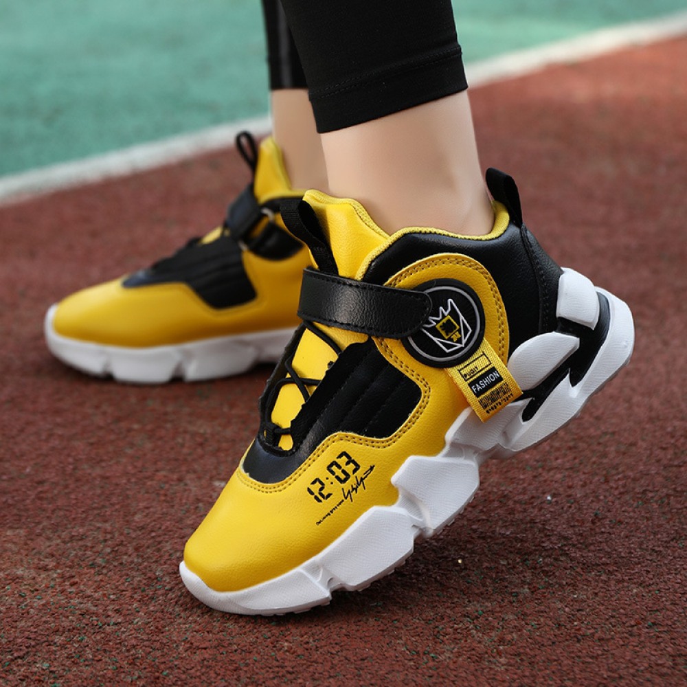 Children's Fashion Leather Surface Personality Sports Shoes Comfortable Outdoor Soft-Soled Basketball Shoes