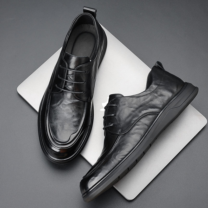 Men's Top-Grain Cowhide Business Casual Shoes With Fleece Lining